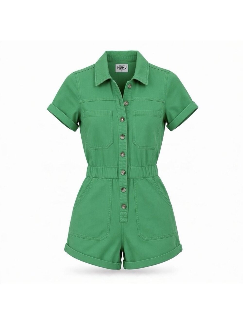 Show Me Your Mumu Cannon Romper Size Small Kelly Green Denim One Piece Playsuit